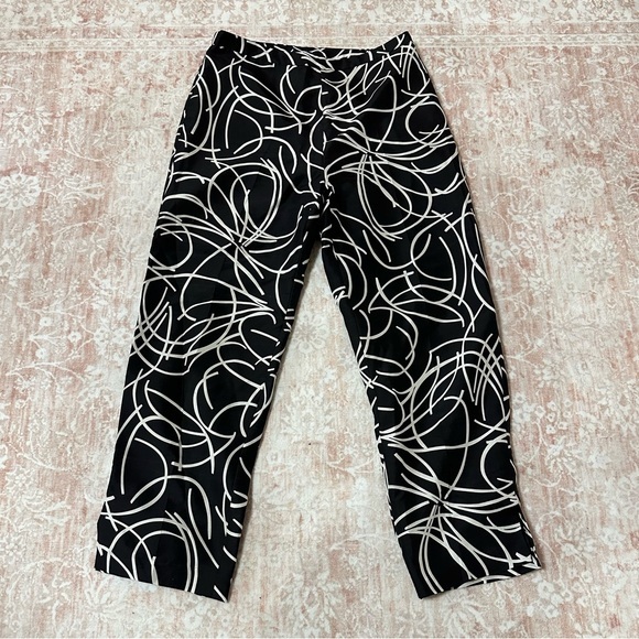 Outfit Jpr Pants - Vintage 100% Silk High Waisted Patterned Capri Pants